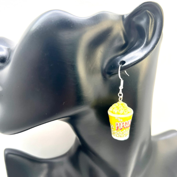 Popcorn Bucket Earrings - Movie Night Earrings - Food Earrings - Snack Earrings - Picture 9 of 9